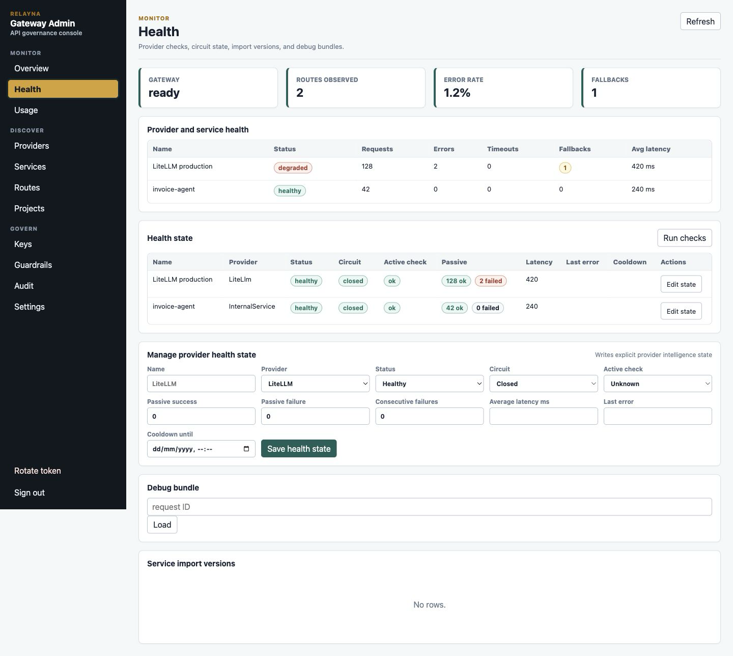 Health verification view